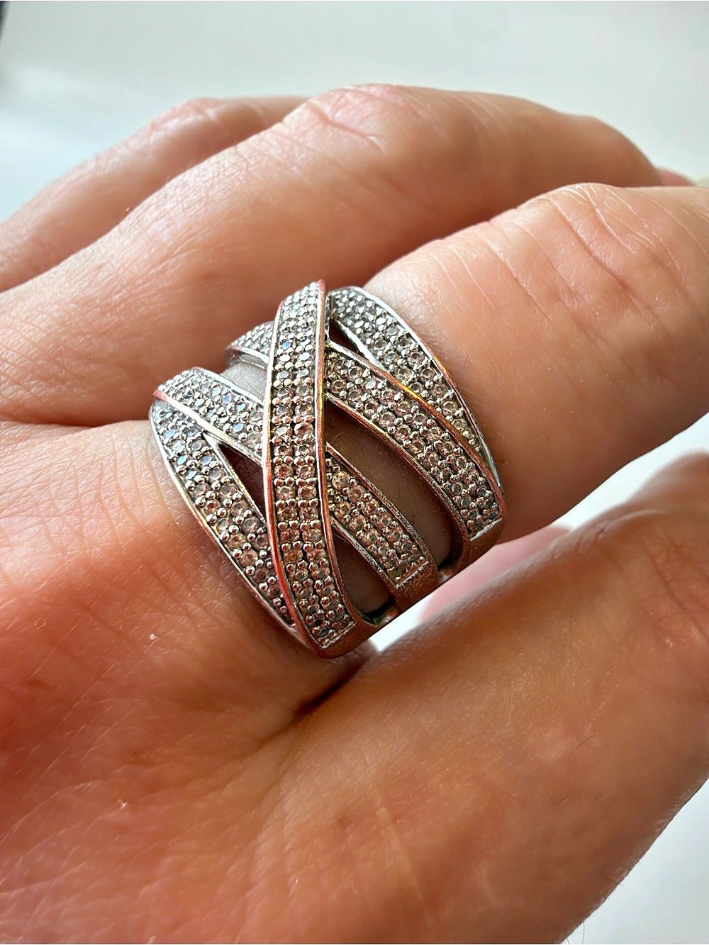 Pandora Crossover Pavé Triple Band Ring Silver